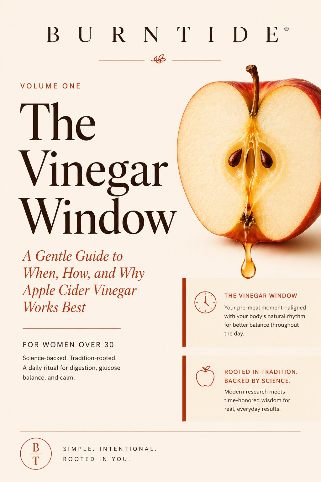 Burntide free bonus guide Volume One: The Vinegar Window, a guide to Apple Cider Vinegar timing